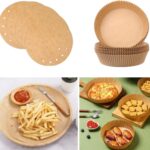 200 Adet Air Fryer Pişirme Kağıdı Tek Kullanımlık Hava Fritöz Yağlı Kağıdı Yuvarlak Delikli ve Tabak Model