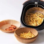 200 Adet Air Fryer Pişirme Kağıdı Tek Kullanımlık Hava Fritöz Yağlı Kağıdı Yuvarlak Delikli ve Tabak Model - Görsel 6