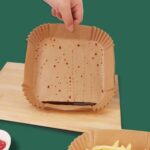 Buffer Buffer®  100 Adet Air Fryer Pişirme Kağıdı Tek Kullanımlık Hava Fritöz Yağ Geçirmez Yapışmaz Gıda Pişirme Kağıdı Kare Tabak Model - Görsel 5
