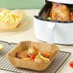 Buffer Buffer®  100 Adet Air Fryer Pişirme Kağıdı Tek Kullanımlık Hava Fritöz Yağ Geçirmez Yapışmaz Gıda Pişirme Kağıdı Kare Tabak Model - Görsel 6