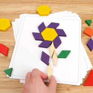ahşap tangram puzzle ile yapılan çiçek