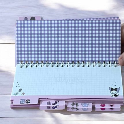 Kuromi Sekmeli Spiral Not Defteri – Kareli, Çizgili, Noktalı Defter ve Düz Sayfa Düzeni ile Çok Amaçlı Planlayıcı