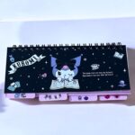 Kuromi 4 Bölmeli Spiralli Not Defteri Çizgili, Kareli, Noktalı ve Düz Sayfalı Sevimli Günlük