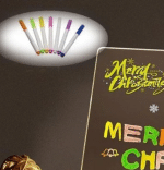 LED Işıklı Yazı ve Çizim Panosu 20x20 cm, Silinebilir Fosforlu Kalemli, Işıklı Not Tahtası, Ledli Çocuk Çizim Panosu - Görsel 2