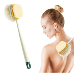 Bakgelal 2'si 1 Arada Çift Taraflı Uzun Saplı Fırçalı Banyo Vücut Sırt Fırçası Banyo Lifi