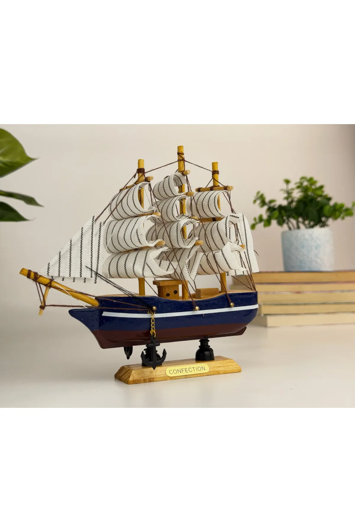 Ahşap El Yapımı gemi Yelkenli Model Biblo