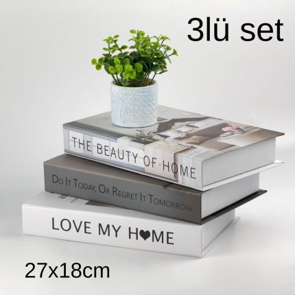 Kitap Görünümlü Dekoratif Kutular üst üste 3 lü set