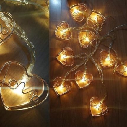 Kalpli love yazılı LED ışık zinciri
