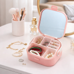 Aynalı Mini Aksesuar ve Takı Kutusu pembe - kutu içi