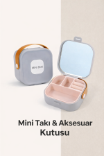 Aynalı Mini Aksesuar ve Takı Kutusu Gri