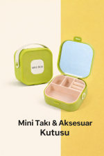 Aynalı Mini Aksesuar ve Takı Kutusu Yeşil