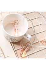 Rose Gold Metal Mandallı Fotoğraf Asma Led Işık Pilli Sıcak Beyaz Dekorasyon Zinciri - Görsel 5