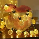 Metal Ananas Figürlü 10lu LED Işık Zinciri, Dekoratif Ev, Parti, Yılbaşı ve Oda Süsleme Aydınlatma