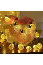 Metal Ananas Figürlü 10lu LED Işık Zinciri, Dekoratif Ev, Parti, Yılbaşı ve Oda Süsleme Aydınlatma