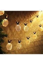 Metal Ananas Figürlü 10lu LED Işık Zinciri, Dekoratif Ev, Parti, Yılbaşı ve Oda Süsleme Aydınlatma - Görsel 3