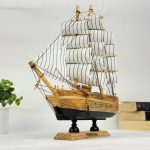 Ahşap El Yapımı Yelkenli Model Biblo, Dekoratif Masaüstü Gemi Maketi, Ev Ofis Dekoru, 24 cm