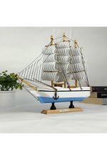 Ahşap El Yapımı Yelkenli Model Biblo, Dekoratif Masaüstü Gemi Maketi, Ev Ofis Dekoru, 24 cm - Görsel 4