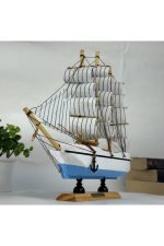 Ahşap El Yapımı Yelkenli Model Biblo, Dekoratif Masaüstü Gemi Maketi, Ev Ofis Dekoru, 24 cm - Görsel 5