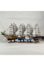 Ahşap El Yapımı Yelkenli Model Biblo, Dekoratif Masaüstü Gemi Maketi, Ev Ofis Dekoru, 24 cm - Görsel 6