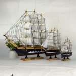 Ahşap 40 cm El Yapımı Yelkenli Model Biblo, Dekoratif Masaüstü Gemi Maketi, Ev Ofis Dekoru, Hediye - Görsel 4