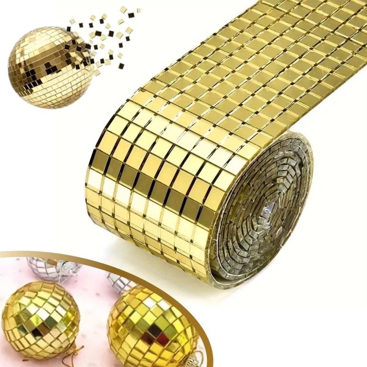 a16ba5e7530127b868be7f6d844cfd97-1.jpg BakGelAl 1 Metre Uzunluğunda Gold Renk Aynalı Mozaik Taşlı Dekor Bandı 4 cm x 1 mt - Görsel 1