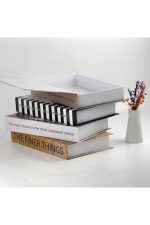 4lü Kitap Görünümlü Dekoratif Saklama Kutusu Seti, İskandinav Tarz Ev Ofis Dekoru, Organizer Hediye - Görsel 4