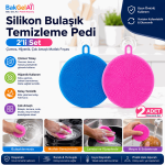 BakGelAl Silikon Bulaşık Temizleme Pedi 2'li Set – Çizmez, Hijyenik, Çok Amaçlı Mutfak Fırçası