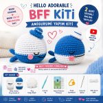 BakGelAl Hello Adorable Amigurumi Balina Yapım Kiti – 2 Adet BFF Sevimli Balina, Türkçe Anlatımlı - Görsel 5