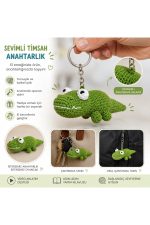 Mini Amigurumi Timsah Yapım Kiti, Anahtarlık DIY Hobi Seti, Video Anlatımlı - Görsel 7