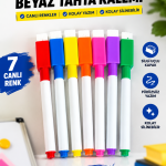 BakGelAl 7'li Silgili Beyaz Tahta Kalemi | Akrilik Çizim Panosu Uyumlu Renkli Set