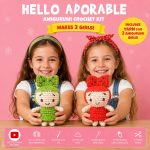 BakGelAl Hello Adorable Amigurumi Kız Bebek Yapım Kiti – 2'li BFF Kendin Yap Örgü Hobi Seti - Görsel 5