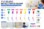 BakGelAl 7'li Silgili Beyaz Tahta Kalemi | Akrilik Çizim Panosu Uyumlu Renkli Set - Görsel 3