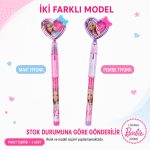 BakGelAl Barbie Lisanslı Silgili Geçmeli Kalem – Kalp Başlıklı Figürlü Çocuk Okul Kalemi - Görsel 4