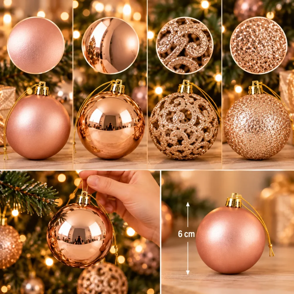 12'li Premium 6 cm Yılbaşı Ağaç Süsü - Görsel 3