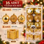 16 Parça Lüks Gold Yılbaşı Ağaç Süsü