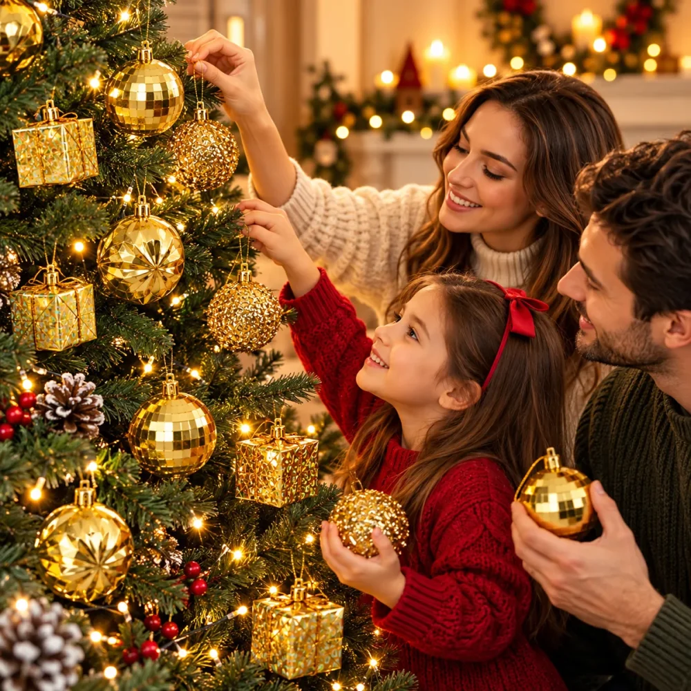 16 Parça Lüks Gold Yılbaşı Ağaç Süsü - Görsel 3
