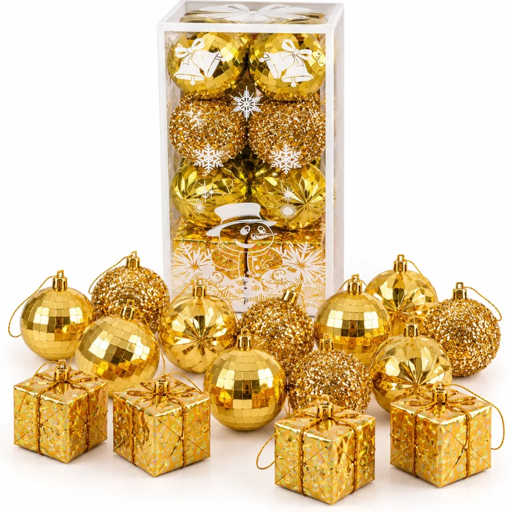 16 Parça Lüks Gold Yılbaşı Ağaç Süsü - Görsel 6