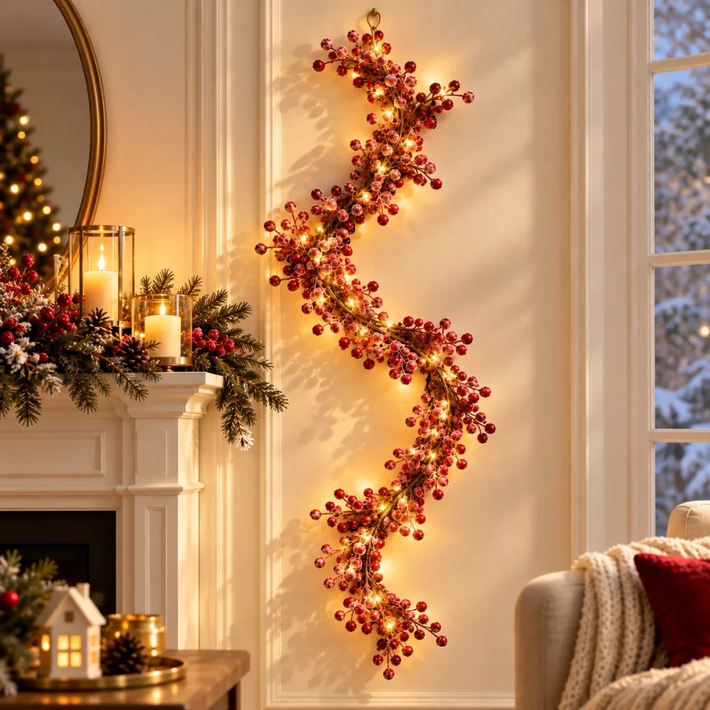 190 cm Kokina Kapı Süsü Garland (3 m Peri LED Hediyeli) - Görsel 8