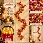 190 cm Kokina Kapı Süsü Garland (3 m Peri LED Hediyeli) - Görsel 9