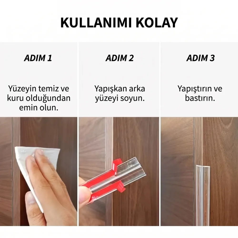 2 Metre Silikon Şeffaf Kenar Koruyucu Şerit – Masa Köşe Koruyucu Bant - Görsel 9