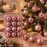 24 Adet Pembe 3 cm Yılbaşı Ağaç Süsü - Görsel 2
