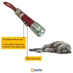 3 Fonksiyonlu LED Lazer Kedi Köpek Oyuncak Anahtarlık – Kırmızı Beyaz Işıklı