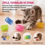 4'lü Spiral Yay Kedi Oyuncağı – Renkli Zıplayan Yay Oyuncak Seti - Görsel 5