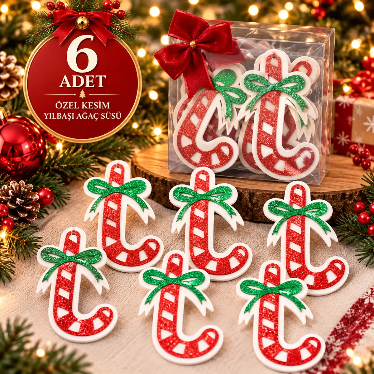 eva-yilbasi-agac-susu-6li-baston-1 EVA Yılbaşı Ağaç Süsü 6'lı Asetat Kutu - Görsel 1