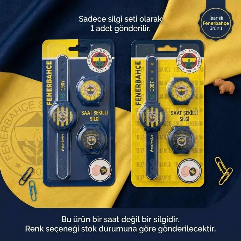 Fenerbahçe Lisanslı Kol Saati Şekilli Silgi – Takılabilir Sarı Lacivert Silgi - Görsel 7