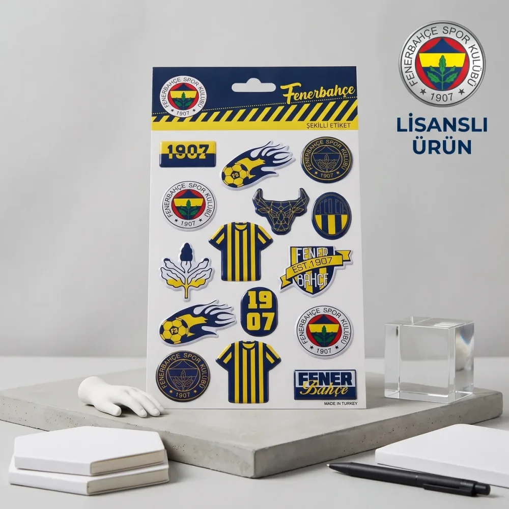 Fenerbahçe Lisanslı Sticker Etiket Seti – Sarı Lacivert Taraftar Çıkartmaları - Görsel 2