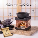 Fil Dokulu Seramik Buhurdanlık – Tealight Mumlu Esans Yağı Yakıcı