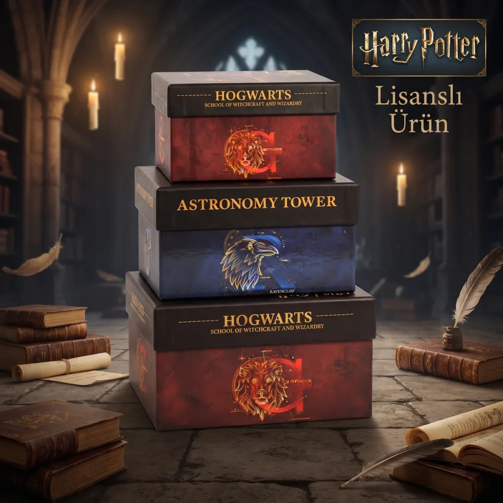 Harry Potter Lisanslı 3'lü Dekoratif Kutu Seti – Hogwarts Temalı Saklama Kutusu - Görsel 5