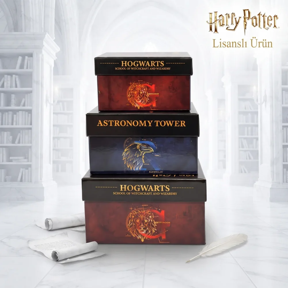 Harry Potter Lisanslı 3'lü Dekoratif Kutu Seti – Hogwarts Temalı Saklama Kutusu - Görsel 8