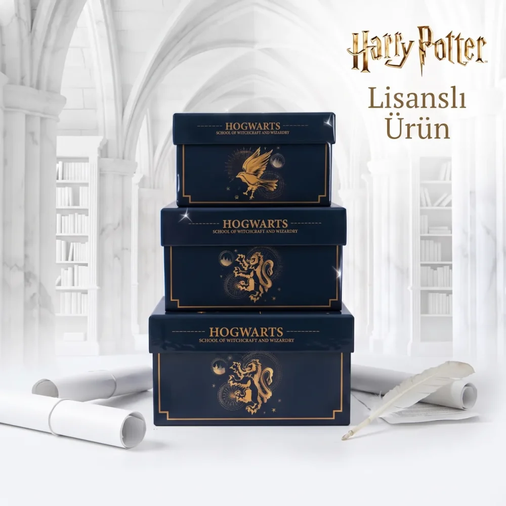 Harry Potter Lisanslı 3'lü Dekoratif Kutu Seti – Hogwarts Temalı Saklama Kutusu - Görsel 7